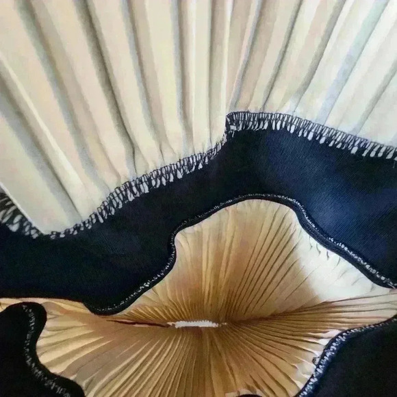 Zara Navy & Cream Pleated Halter Maxi Dress Large - Picture 11 of 11